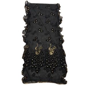 Sheer metallic gold embellished peacock scarf sarong